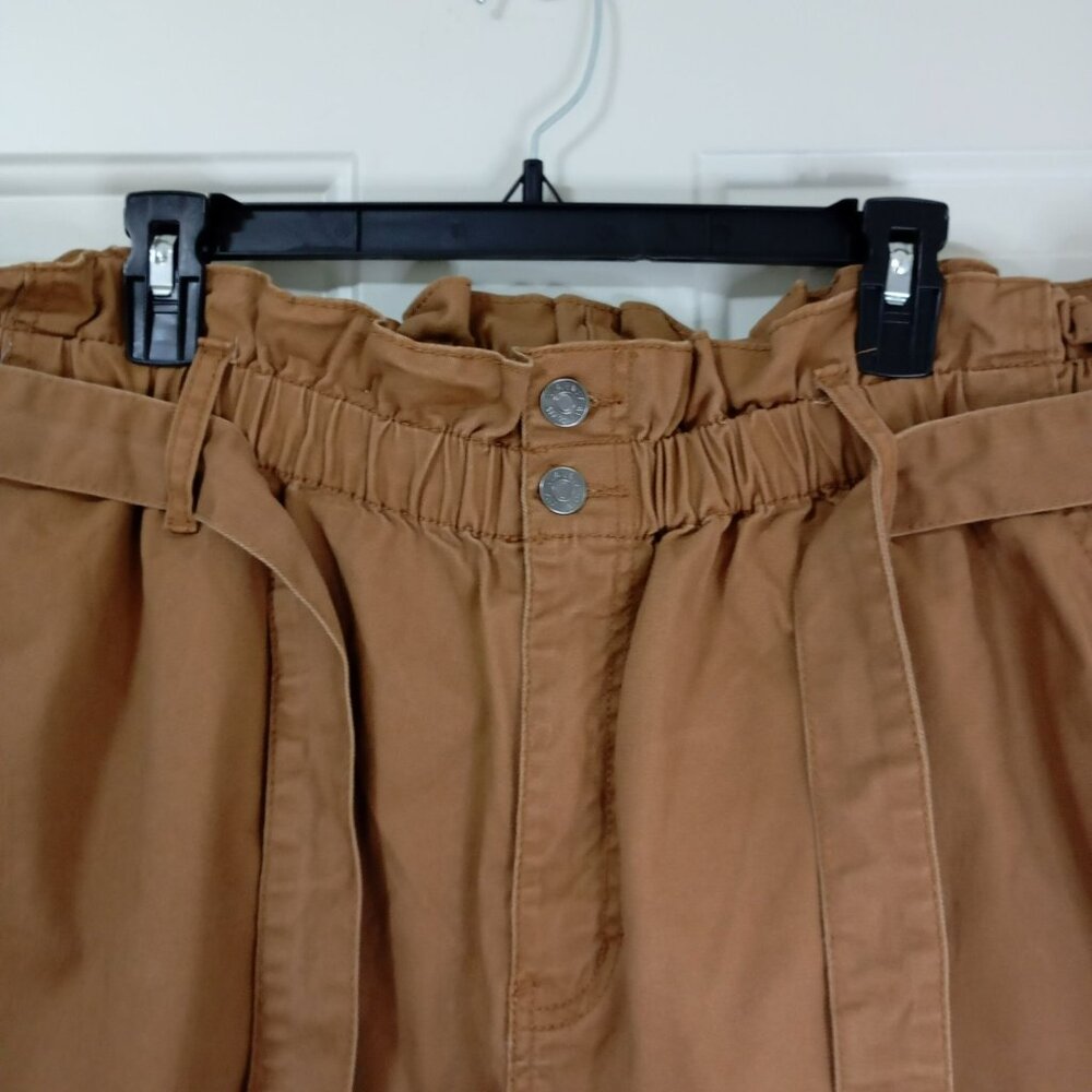 Ava & Viv Shorts 1X  Womens Paperbag Waist Brown With Belt - Picture 5 of 10